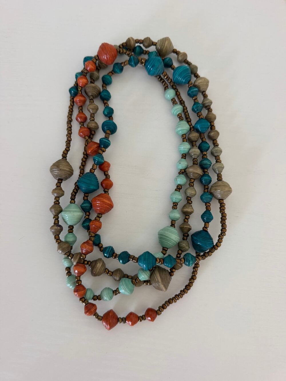 Noonday Collection Artisan Paper Bead Wrap Necklace Handmade Long vibrant